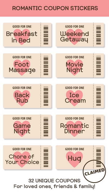 Romantic Love Coupon Stickers