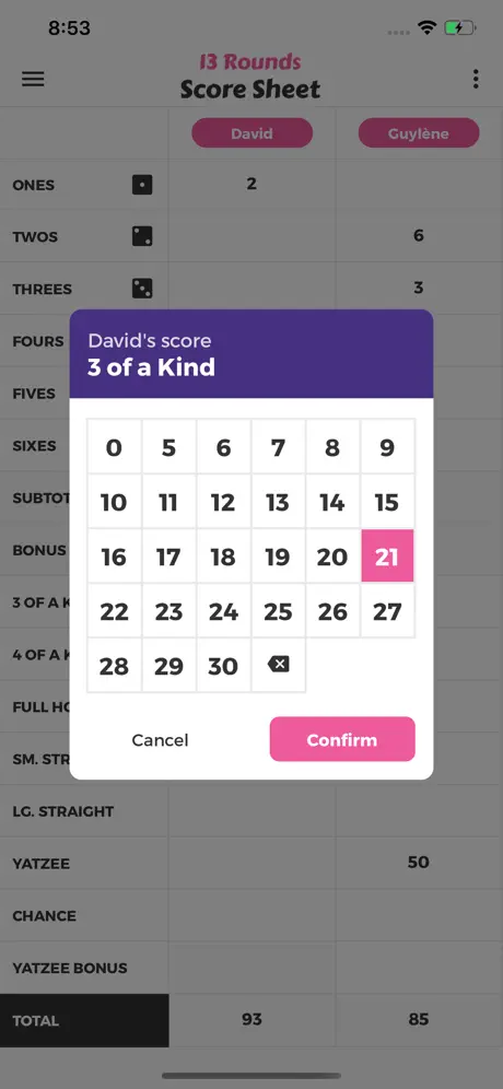 13 Rounds Score Sheet
