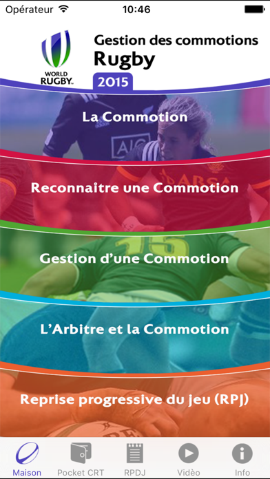 Screenshot #2 pour Gestion Commotion. World Rugby