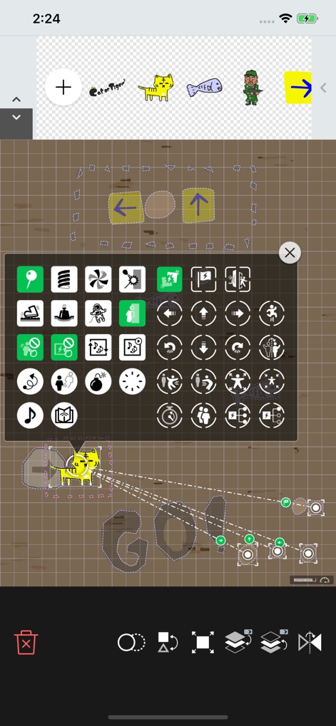 Springin' - Cet outil présente une interface de programmation visuelle innovante avec des blocs logiques glisser-déposer et une sélection d'éléments graphiques pour structurer les actions.