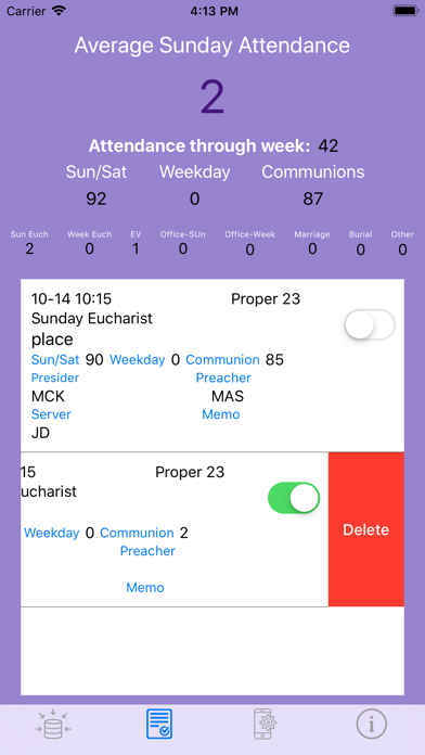 Church Register Screenshot