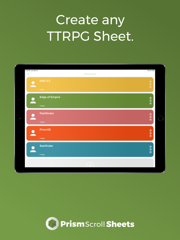 PrismScroll Sheets на iPad