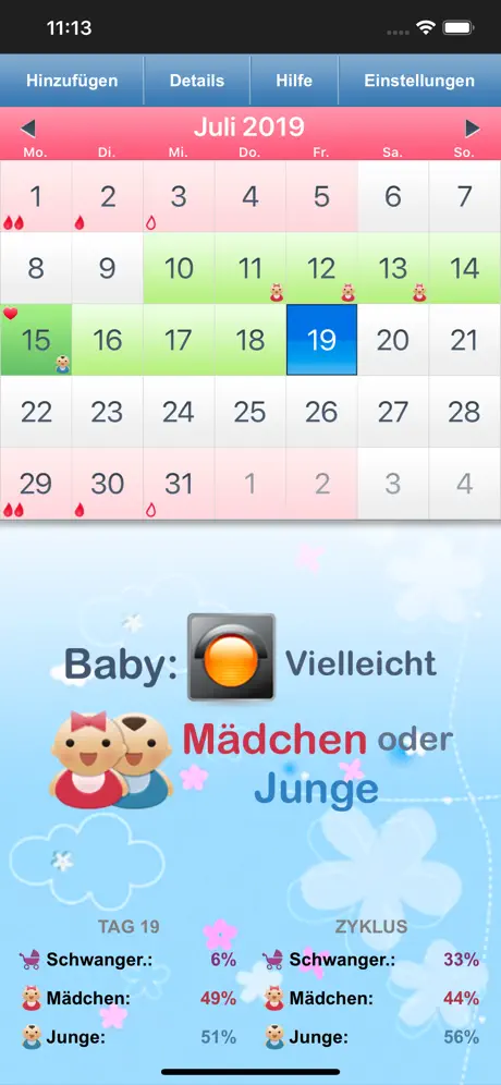 Menstruations Kalender.