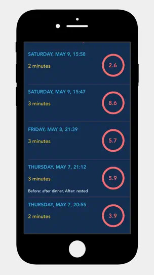 Captura de pantalla de HRV4Biofeedback en iPhone 7