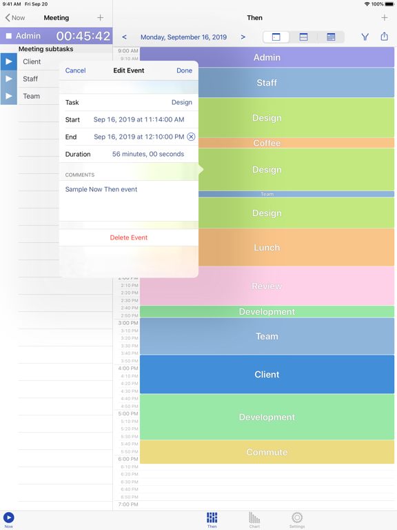 Now Then Time Tracking iPad screenshot 4 - Productivity app