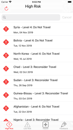 TravelGard - Travel Warnings screenshot 1