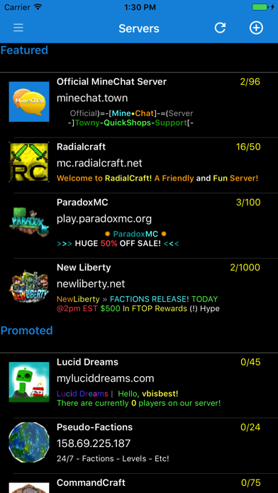 MineChat Mobile Screenshots
