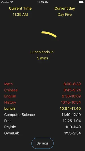 MHS Schedule screenshot 2