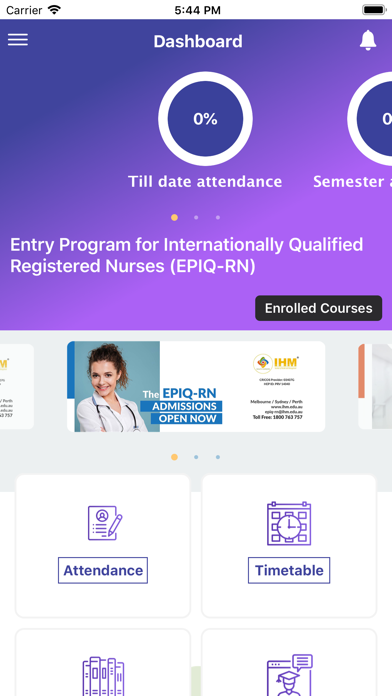 IHM Student Hub app screenshot