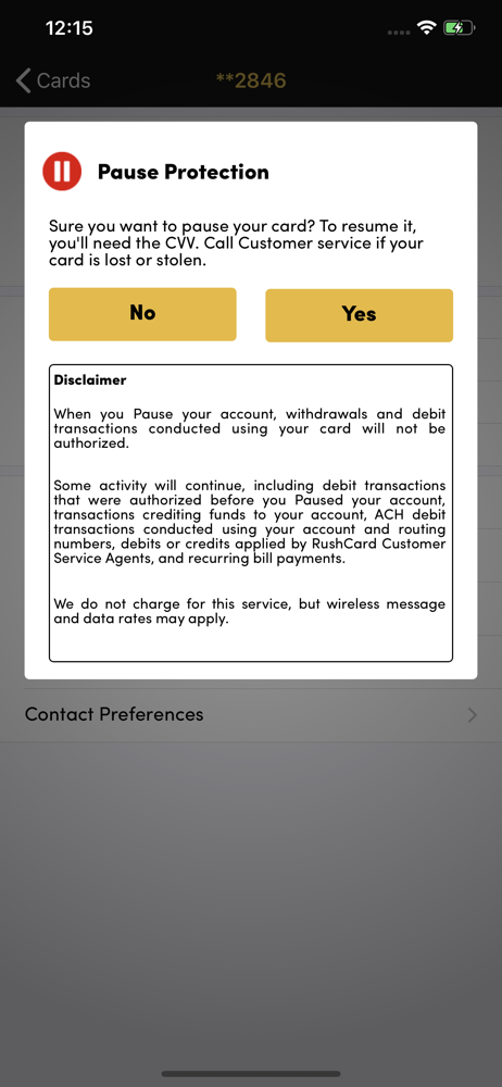 Rushcard Fee Chart