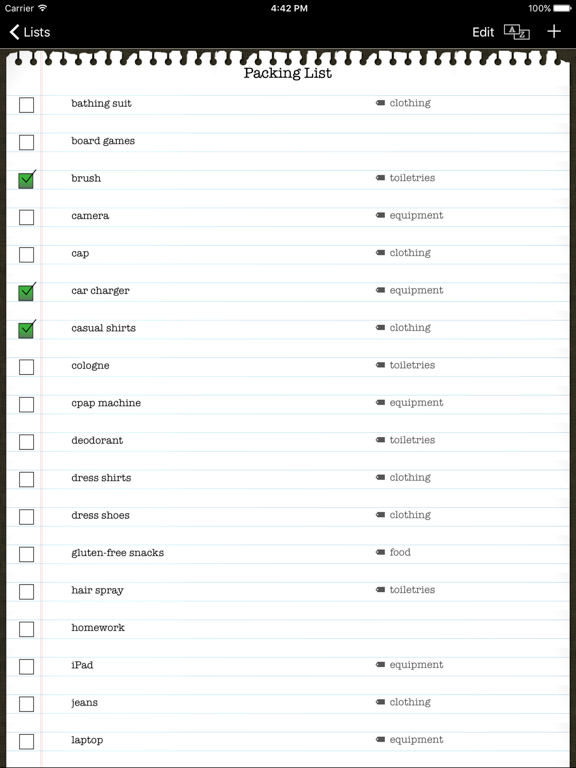 Simple Grocery List iPad screenshot 4 - Productivity app