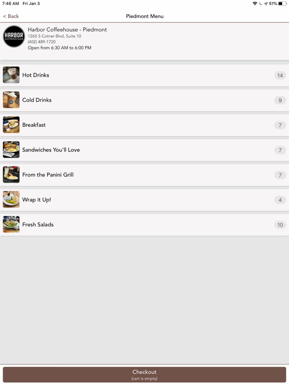 Harbor Coffeehouse iPad screenshot 1 - Food & Drink app