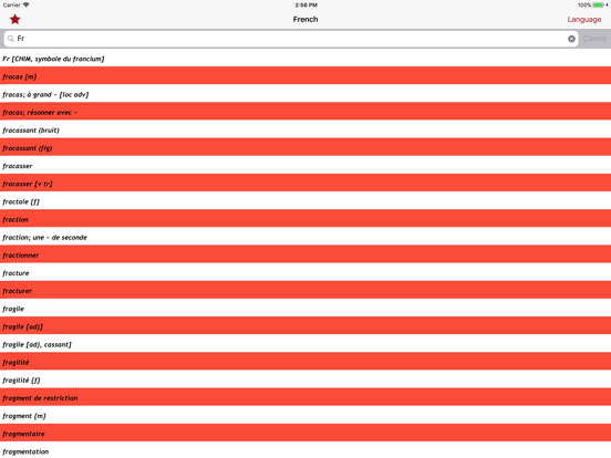 Dictionary French English Fr iPad screenshot 1 - Reference app
