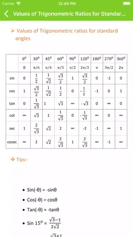 Game screenshot Trigonometry Formulas apk