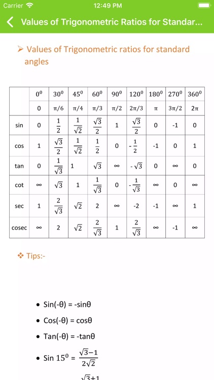 Trigonometry Formulas