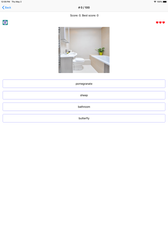 English words, nouns and test iPad screenshot