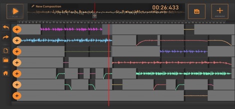 Song Maker : Music Mixer Beats - 사용자는 이 직관적인 인터페이스를 통해 여러 오디오 트랙을 효율적으로 관리하며 곡을 구성할 수 있습니다. 정교한 타임라인 위에서 다양한 사운드 블록을 배치하고 조합하여 복잡하면서도 조화로운 멜로디를 완성할 수 있습니다.