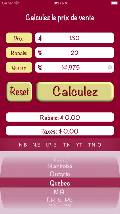 Prix après Rabais + tx