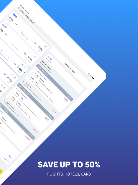 Plane Tickets - Cheap Flights iPad screenshot 2 - Travel app