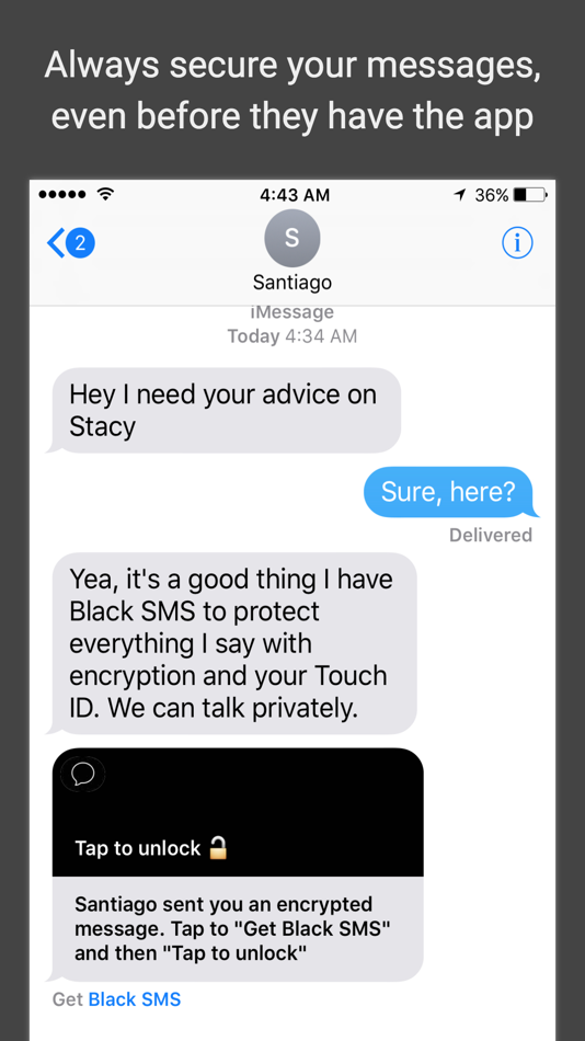 #1. Black SMS - Protected Texts (iOS) 由: Tyler Weitzman