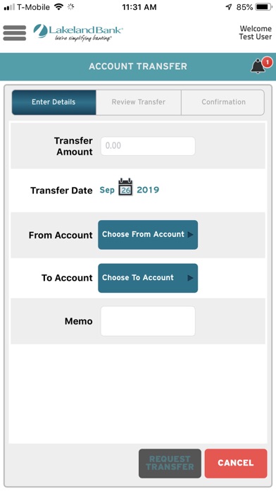 Lakeland Bank eTreasury Screenshot