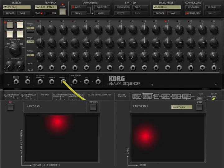 Captura de pantalla de KORG IMS-20 en iPhone 3