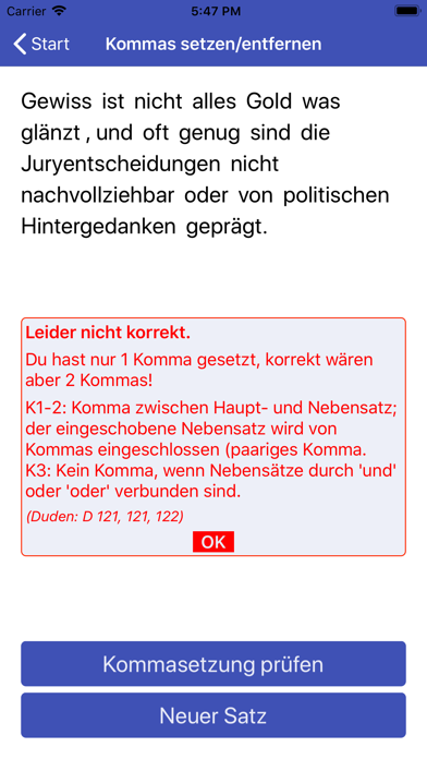 Kommaregeln Deutsch Screenshot