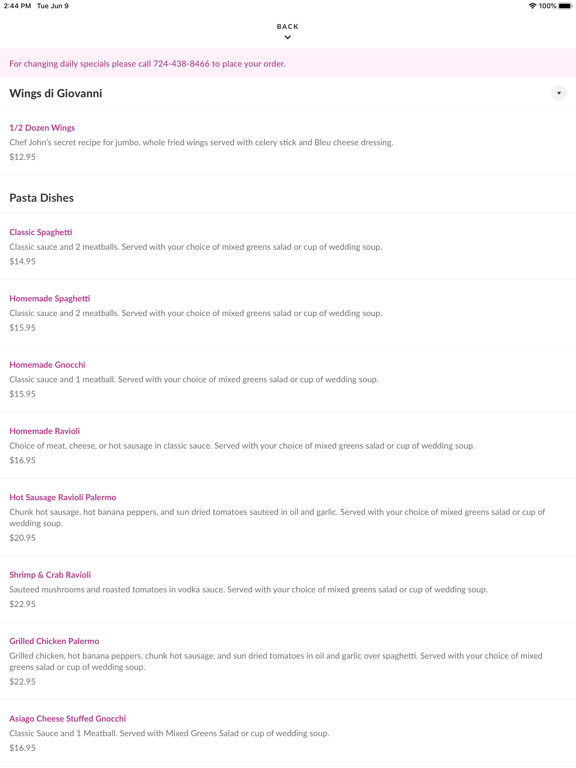 Caporella's iPad screenshot 3 - Food & Drink app