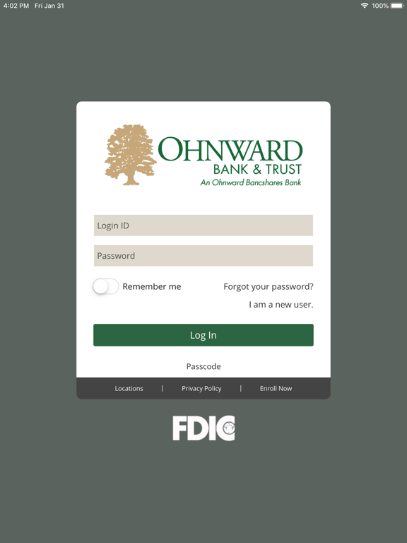 Ohnward Bank & Trust iPad screenshot 1 - Finance app