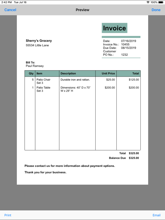 Express Invoice Invoicing iPad screenshot 4 - Business app