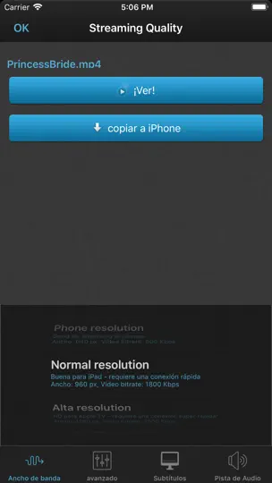 Captura de pantalla de VLC Streamer Pro en iPhone 3