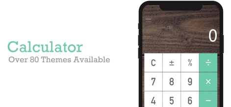 Calculator - Simple & Basic - 이 앱은 따뜻한 나무 질감의 배경과 차분한 청록색 버튼으로 사용자에게 편안하고 세련된 계산 환경을 제공합니다.