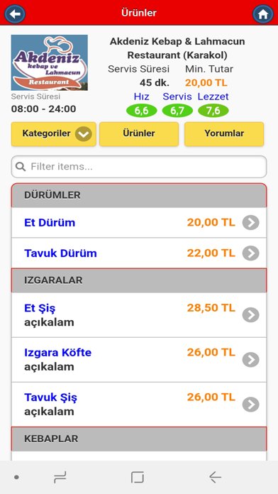 Yemekcim Screenshot