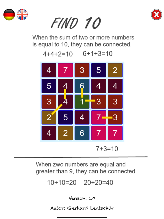 Find 10 Puzzle iPad screenshot