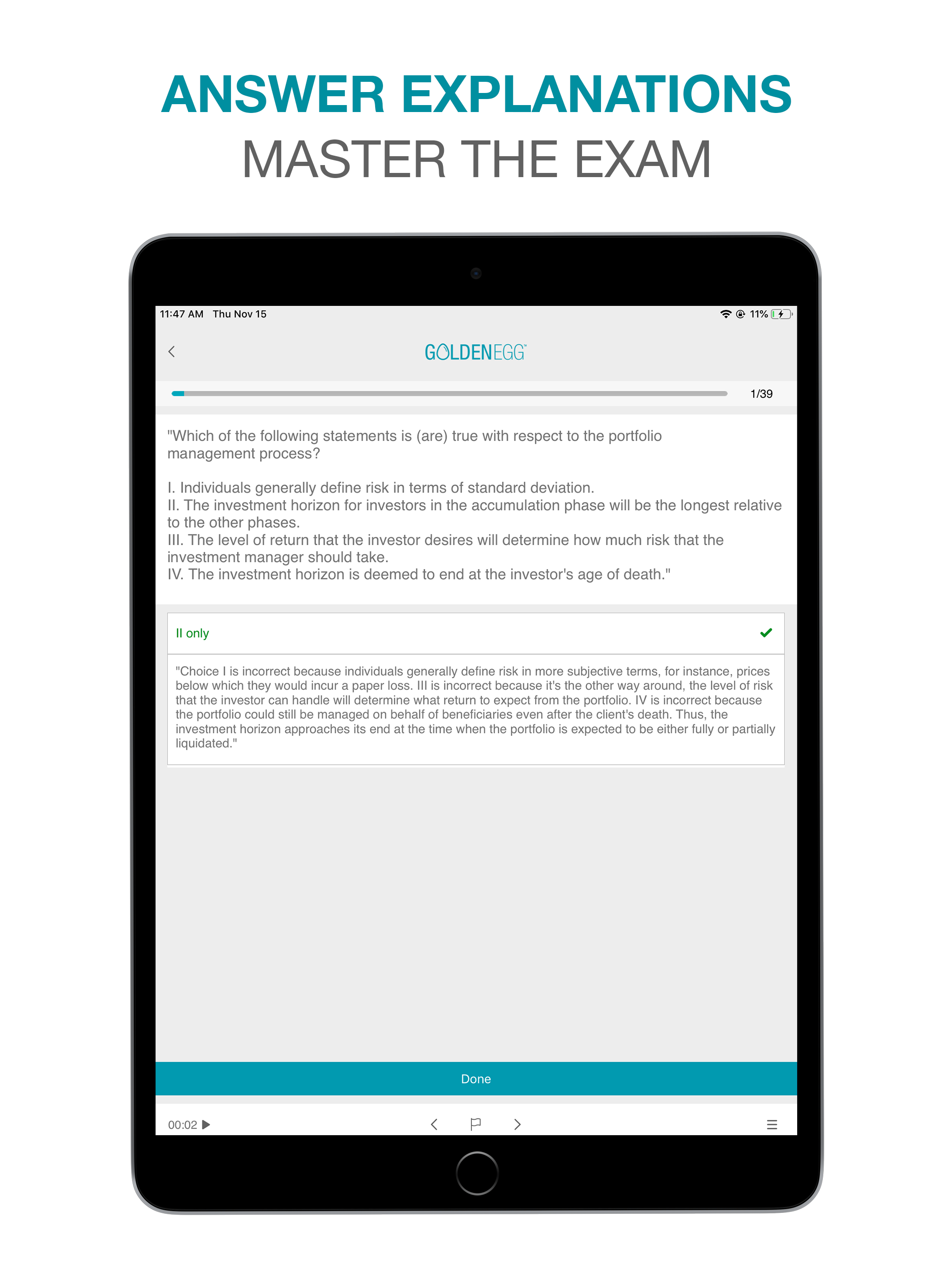 Golden Egg CFA® Exam Level 1 screenshot 8