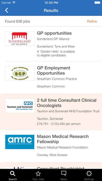BMJ Careers Screenshot