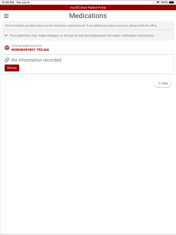 Keck Medicine myUSCchart