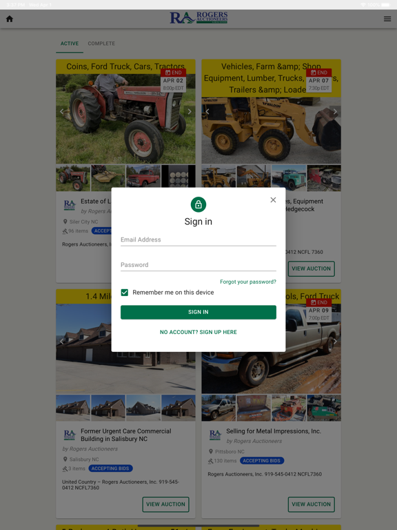Rogers Auctioneers iPad screenshot 2 - Business app