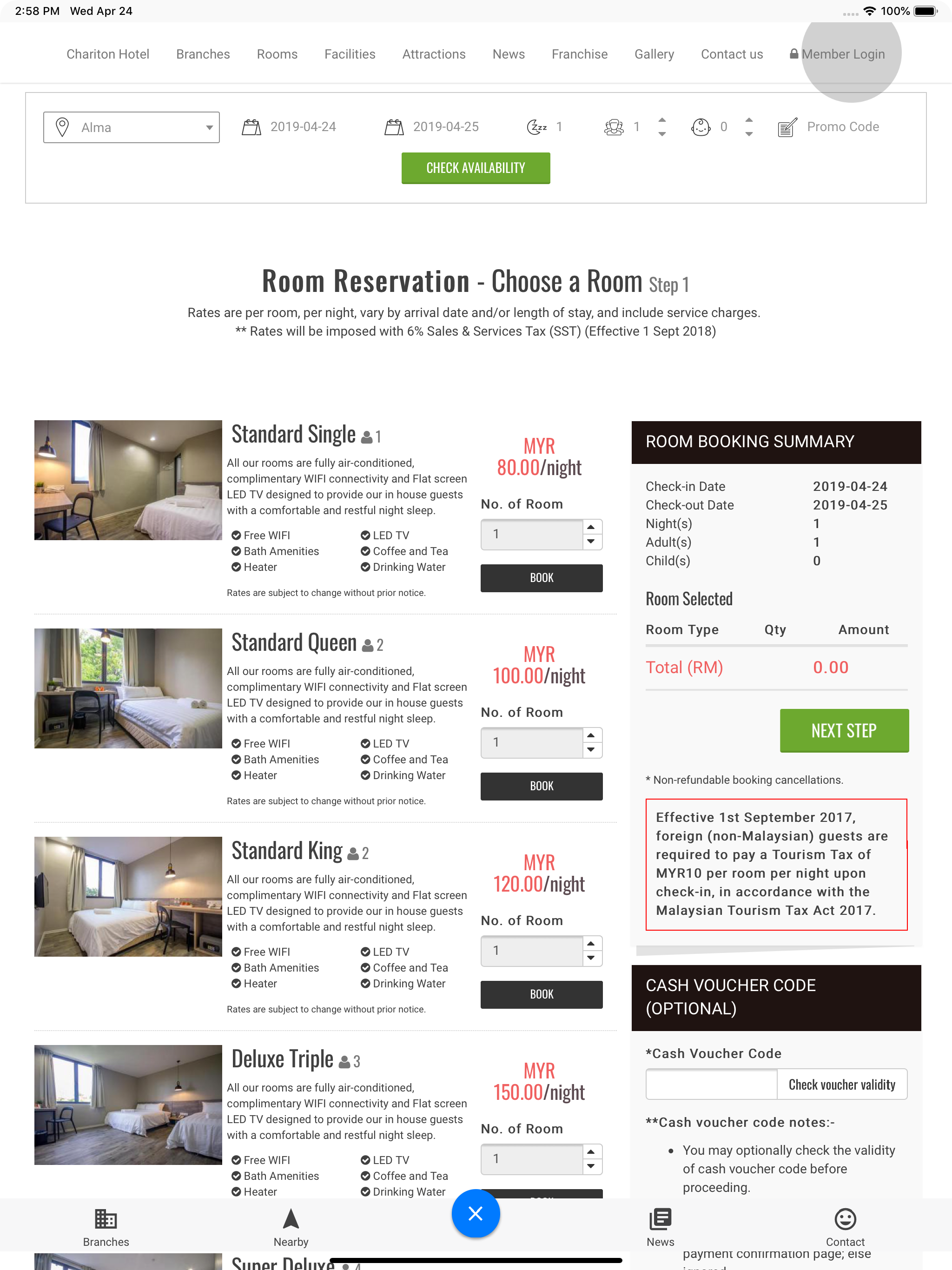 Chariton Hotel Group - Booking