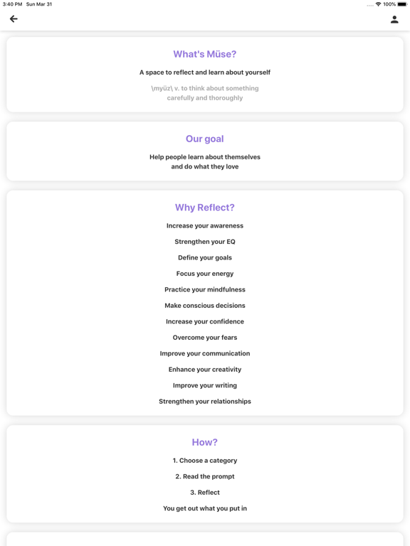 Müse: Daily Reflection Journal iPad screenshot 8 - Productivity app