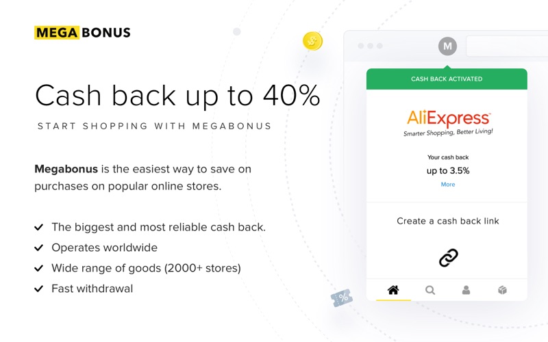 Screenshot #1 pour Cashback service Megabonus