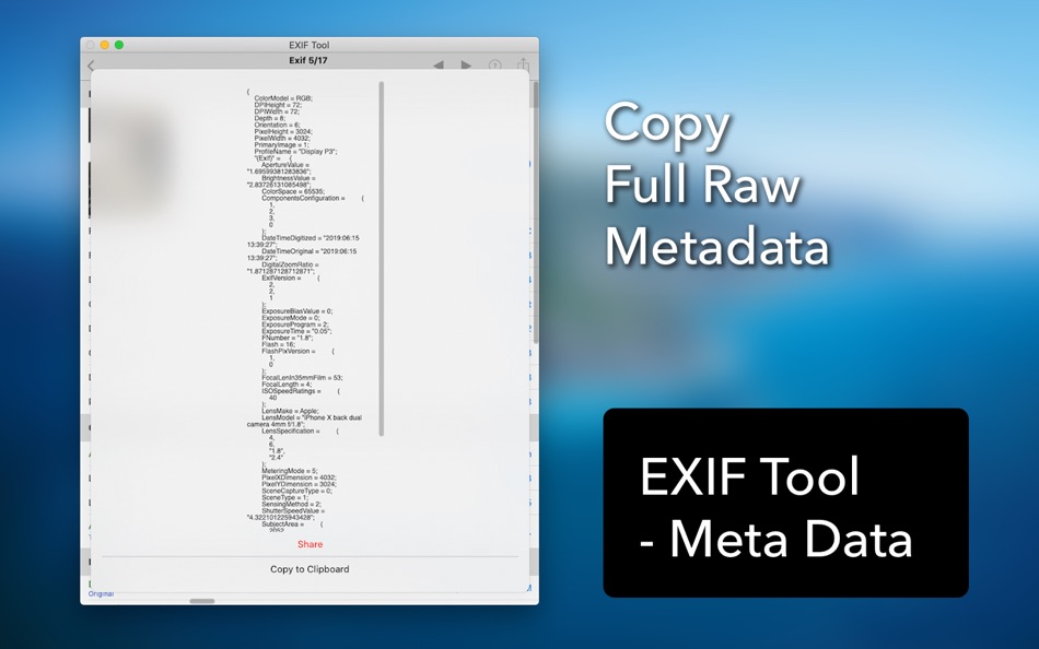 #7. EXIF Tool : Metadata Tool (macOS) Podle: Dongwook Cho