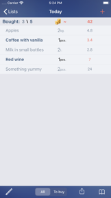 Just Buy! shopping list screenshot