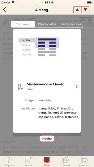 Captura de pantalla de Yi Jing en iPhone 6