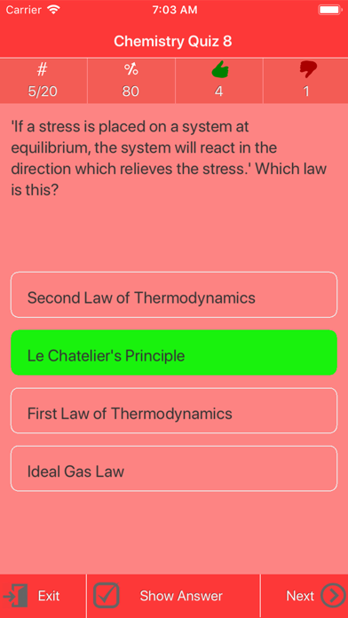 College Chemistry Quiz Screenshot