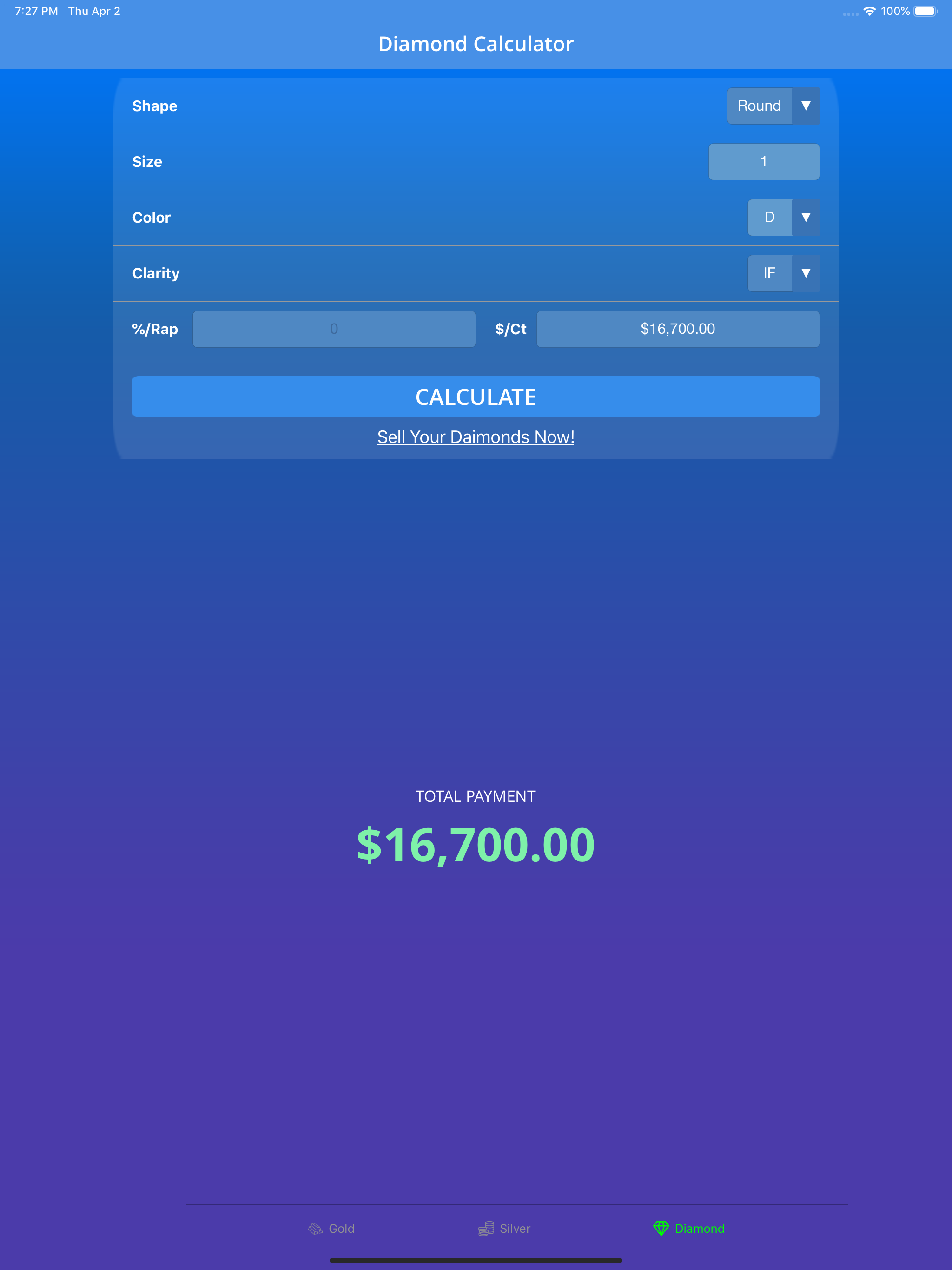 Calculator-Gold Silver Diamond