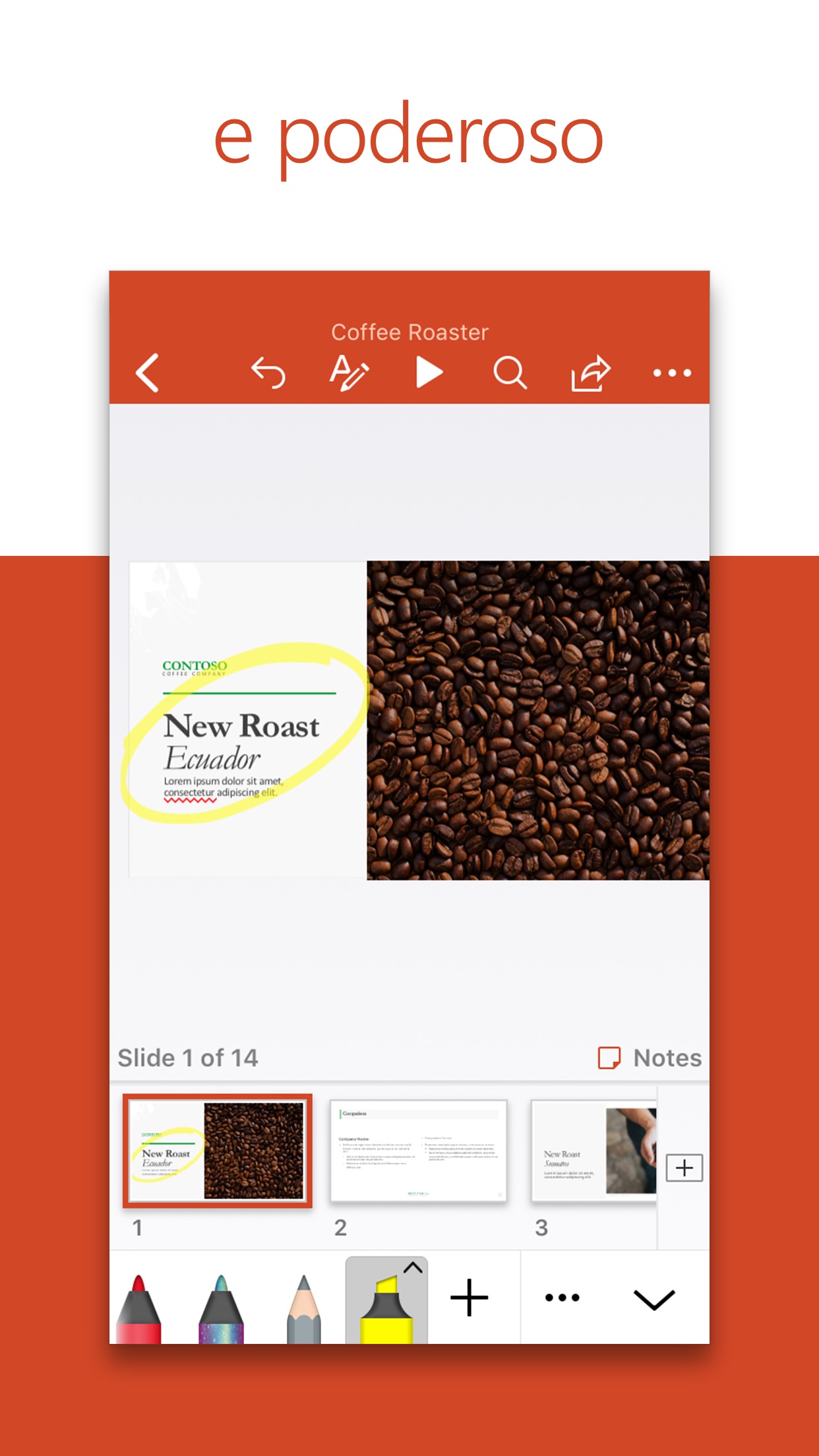 Screenshot do app Microsoft PowerPoint