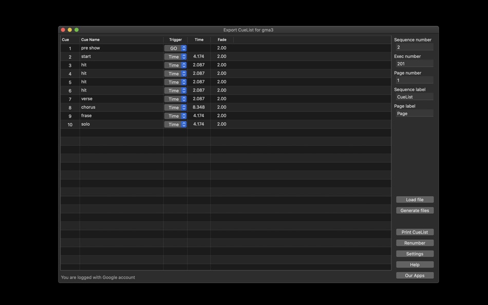 #3. Export CueList for gma3 (macOS) 由: OF COURSE Maciej Hofstede