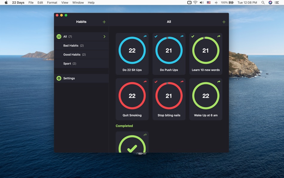 #1. 22 Days - Habit Tracker (macOS) 由: Vladislav Kovalyov