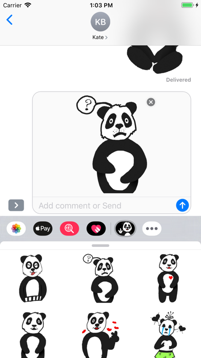Panda with character iPhone screenshot 4 - Stickers app